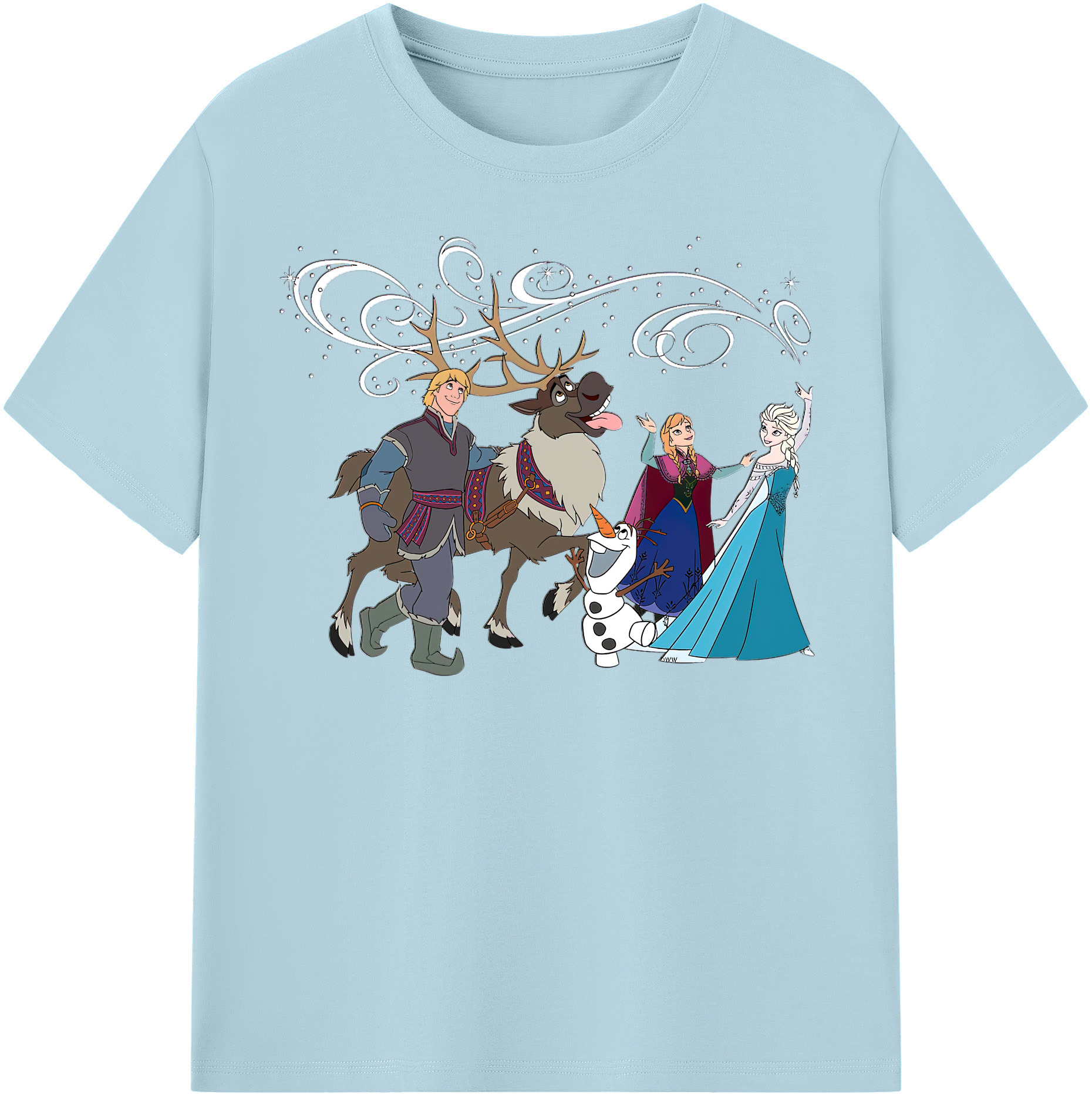 （画像用） アナと雪の女王 アンナ エルサ Frozen Anna Elsa 綿100％半袖Tシャツ（フロントプリント）